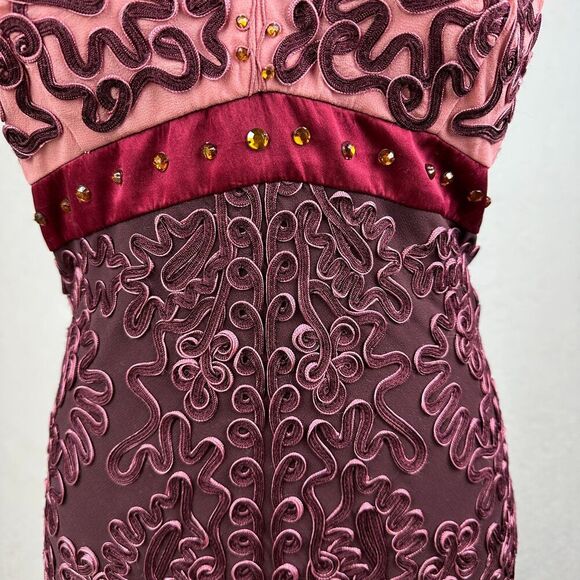 Vtg Sue Wong Silk Cocktail Dress Size 10 Beaded Halter Mermaid Tiered Romantic - Picture 4 of 16